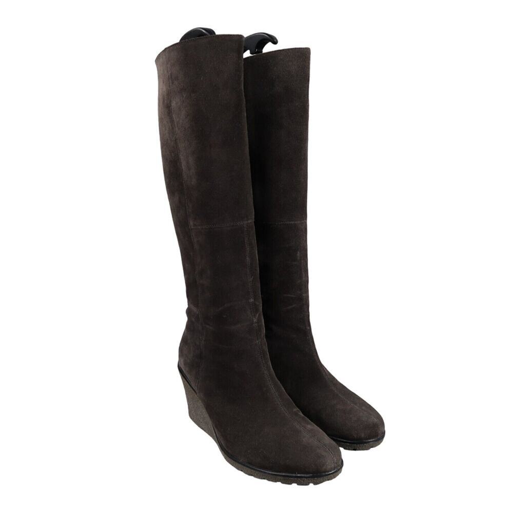 Gabor Shoes Womens 10 Wedge Boots Suede Knee High Zip Fashion Rinkata Patchwork